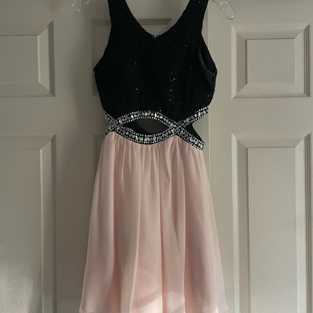 Speechless Pink and Blue Fit and Flare Prom Dress